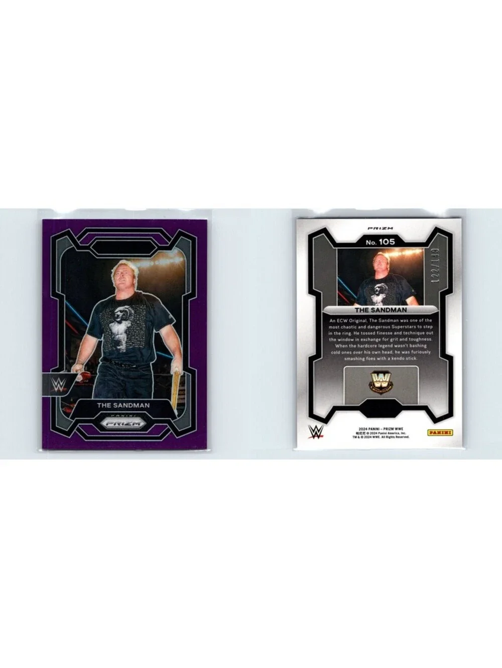 2024 Panini Prizm WWE The Sandman #105 Purple Prizm #/149